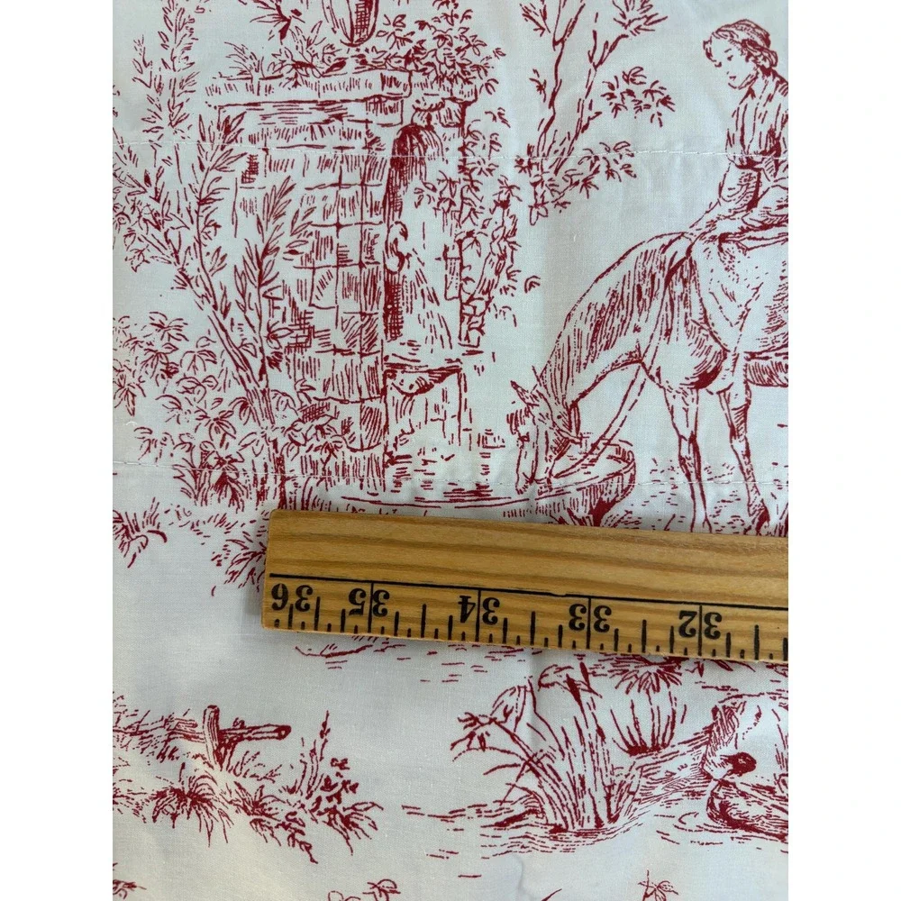 Vintage Red Toile Valance Set of 3‎ French Country Scenic Cotton Curtains